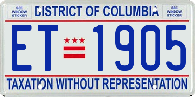 DC license plate ET1905