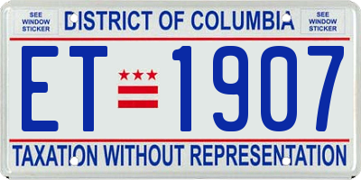 DC license plate ET1907