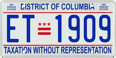 DC license plate ET1909