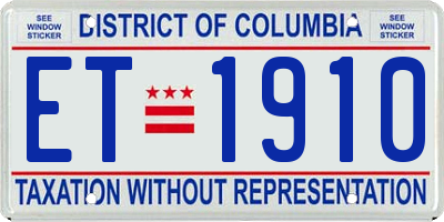 DC license plate ET1910