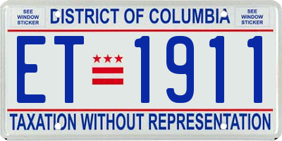 DC license plate ET1911