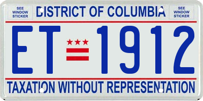 DC license plate ET1912
