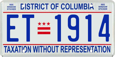 DC license plate ET1914