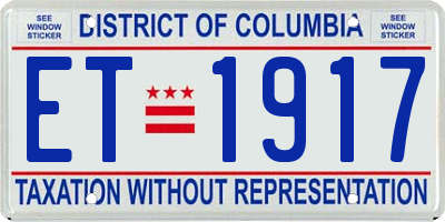 DC license plate ET1917