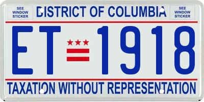 DC license plate ET1918