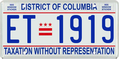 DC license plate ET1919