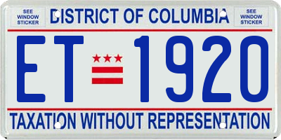 DC license plate ET1920
