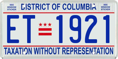 DC license plate ET1921