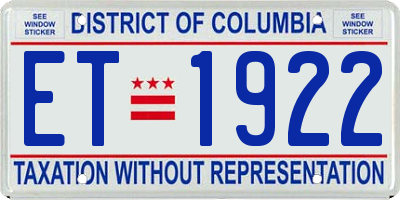 DC license plate ET1922