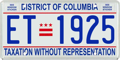 DC license plate ET1925