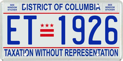 DC license plate ET1926