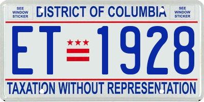 DC license plate ET1928