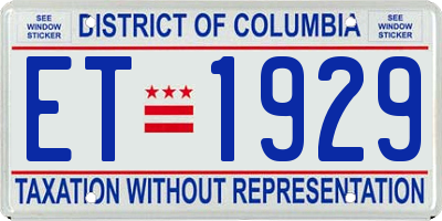 DC license plate ET1929