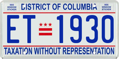 DC license plate ET1930