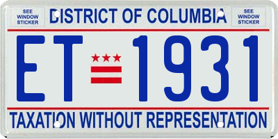 DC license plate ET1931