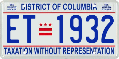 DC license plate ET1932