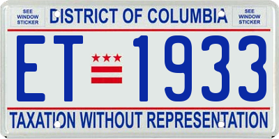 DC license plate ET1933