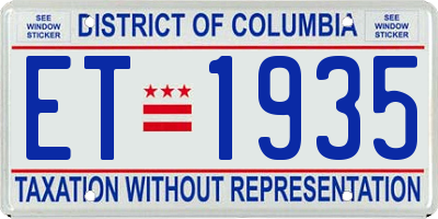 DC license plate ET1935