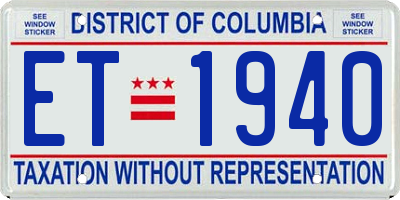 DC license plate ET1940