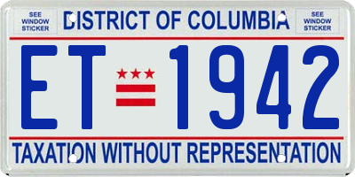 DC license plate ET1942