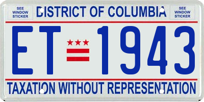 DC license plate ET1943
