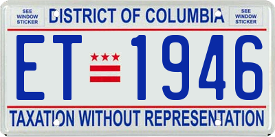 DC license plate ET1946