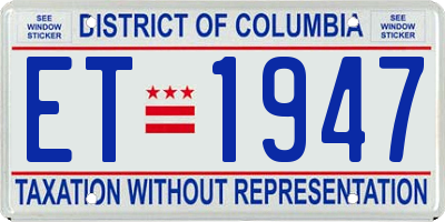 DC license plate ET1947