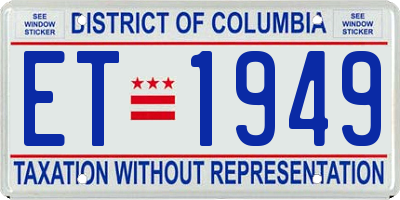 DC license plate ET1949