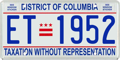 DC license plate ET1952