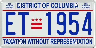DC license plate ET1954