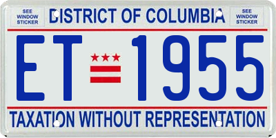 DC license plate ET1955