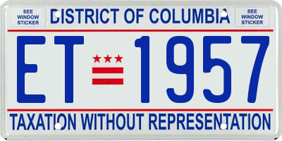 DC license plate ET1957