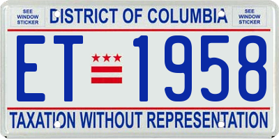 DC license plate ET1958