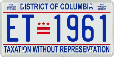 DC license plate ET1961