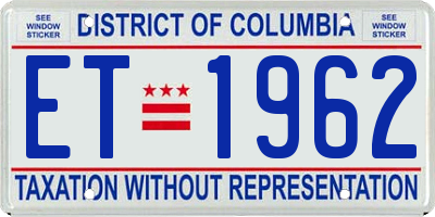 DC license plate ET1962