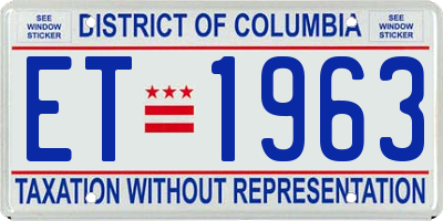 DC license plate ET1963