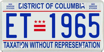 DC license plate ET1965