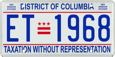 DC license plate ET1968