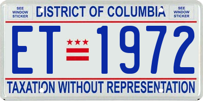 DC license plate ET1972