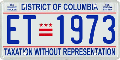 DC license plate ET1973