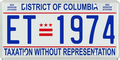 DC license plate ET1974