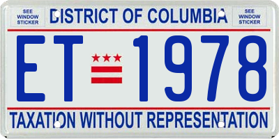 DC license plate ET1978