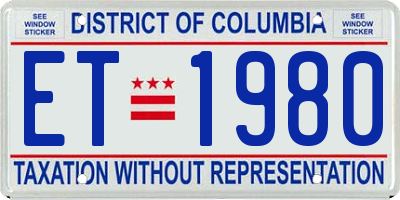 DC license plate ET1980