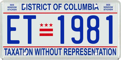 DC license plate ET1981
