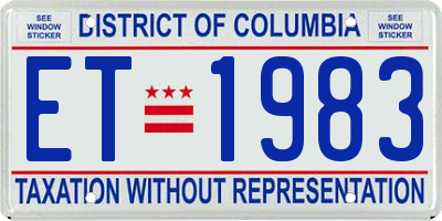 DC license plate ET1983
