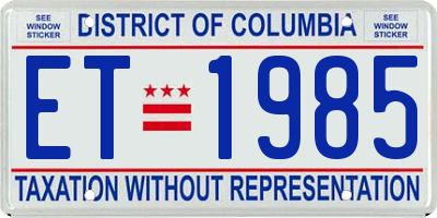 DC license plate ET1985