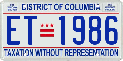 DC license plate ET1986