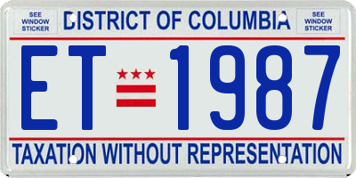 DC license plate ET1987