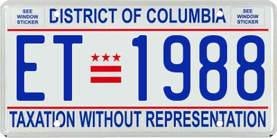 DC license plate ET1988