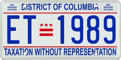 DC license plate ET1989